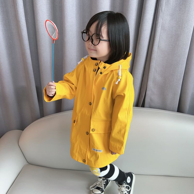 Impermeabile in PU per ragazzi e ragazze - Elegante cappotto unisex con cappuccio e fodera in morbido cotone, leggero e resistente, perfetto per le attività all'aperto_voghion.com