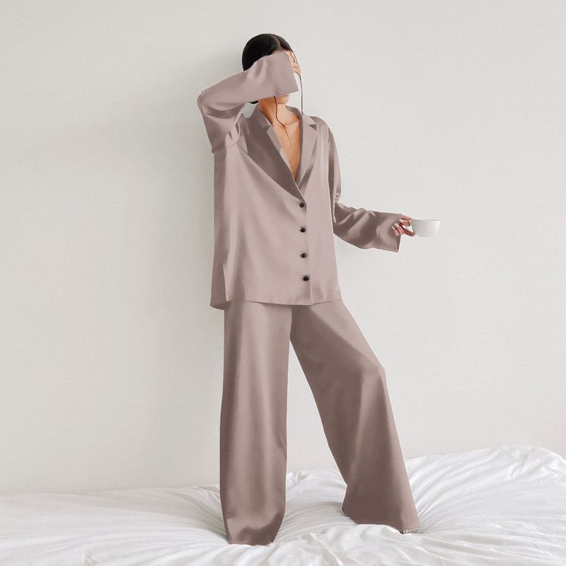 Women's solid color coat pantsuit_voghion.com