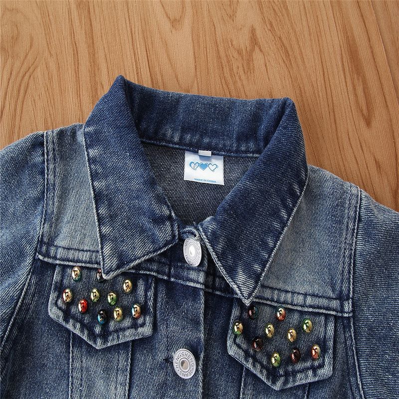 Giacca in denim per bambine - Cappotto alla moda a maniche corte per bambini e bambine (80-120 cm) - Miscela di cotone di prima qualità - Moda primavera/autunno_voghion.com