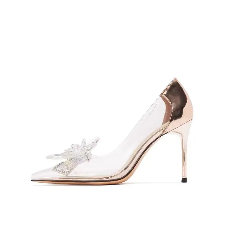 Sandales à talons hauts pour femmes, mode fleur de cristal Transparent PU, sandales à enfiler peu profondes, nouvelles chaussures de mariage élégantes Banquet Sexy_voghion.com
