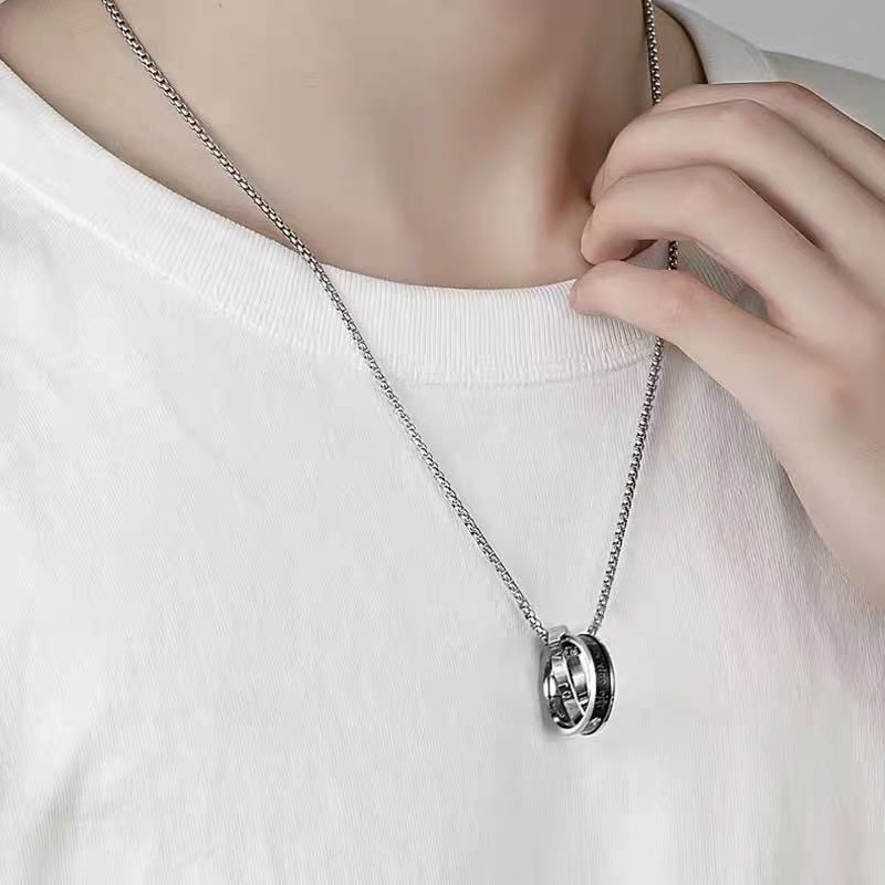Collana per ragazzi, nuova, versatile, di alta qualità, in acciaio al titanio, con ciondolo, maglione, catena, collana da uomo_voghion.com