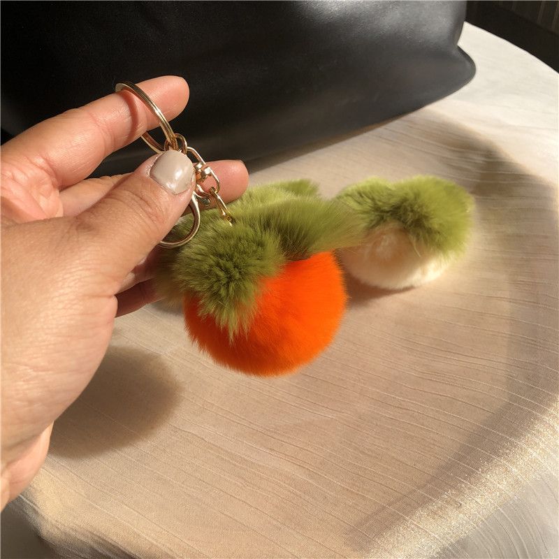 Mini ins Real Rex Rabbit Hair Mini Persimmon Portachiavi per auto Ciondolo Carino Peluche Palla Palla Borsa Decorazione appesa_voghion.com