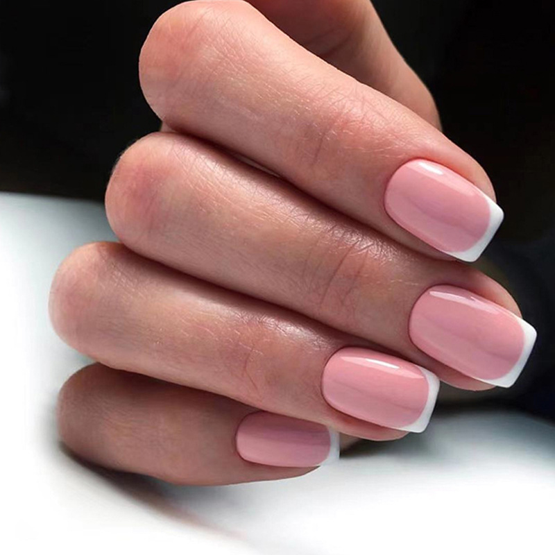 Unghie finte corte a testa quadrata da 24 pezzi, unghie finte glitterate con manicure con strass, balletto indossabile, copertura completa_voghion.com