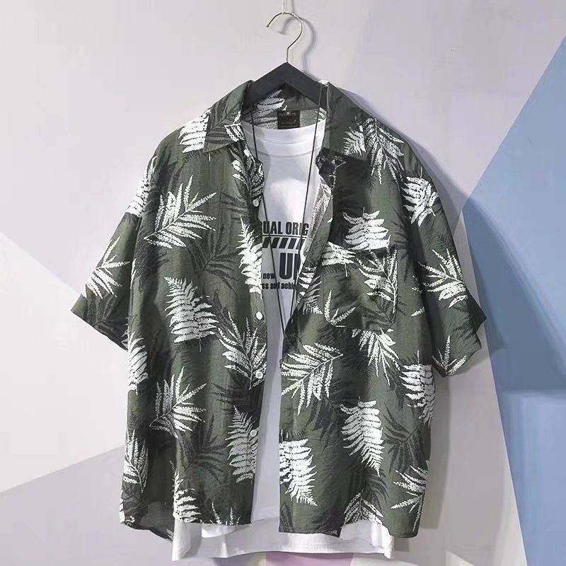 CT Yaz Erkek Baskılı Büyük Beden Kısa Kollu Hızlı Kuruyan Bol Hawaii Plaj Tatil Seyahat Gömleği_voghion.com