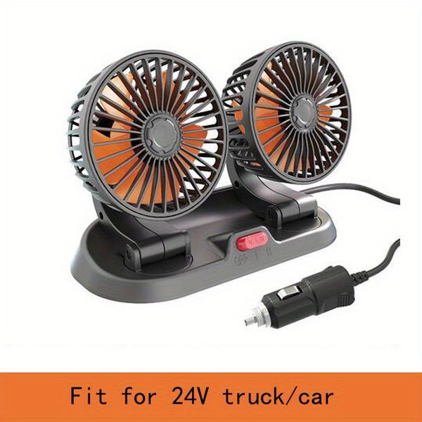 USB; 12 V; 24 V; Drehbarer Fahrzeuglüfter für LKW/Auto/Tourenwagen, universeller Doppelkopflüfter_voghion.com
