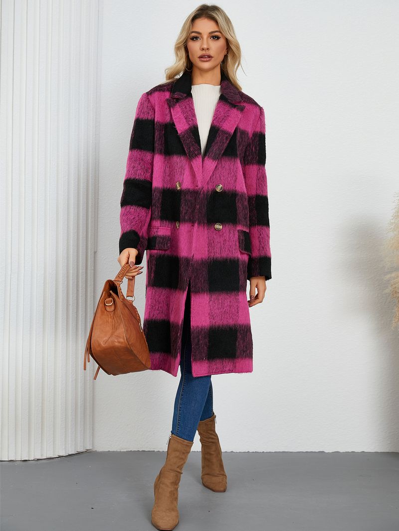 2024 Winter New Long Plaid Double-Sided Wool Coat With High-End Suit Collar Woolen Jacket_voghion.com