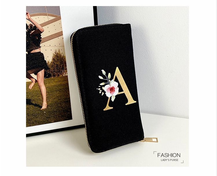 Women’s Bags Canvas Printed Hand Held Coin Purse Portable Mobile Phone Bag Zipper Large Capacity Women's Wallet_voghion.com