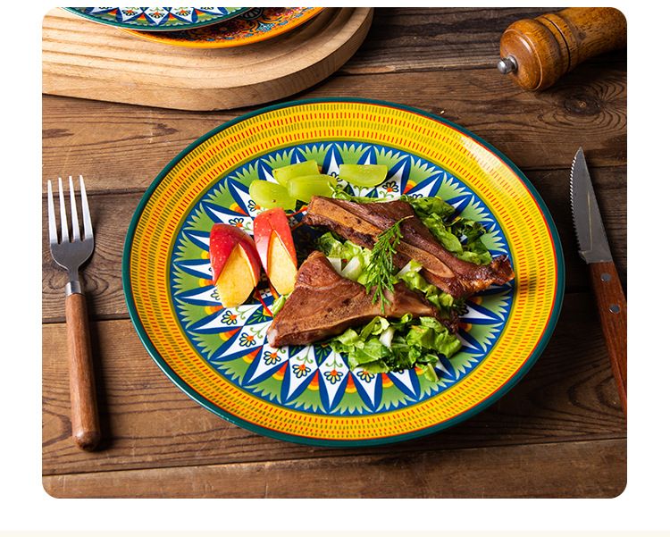 Vintage Ceramic Dinner Plate Set - Elegant Flat Plates For Steak Pasta & Fine Dining_voghion.com