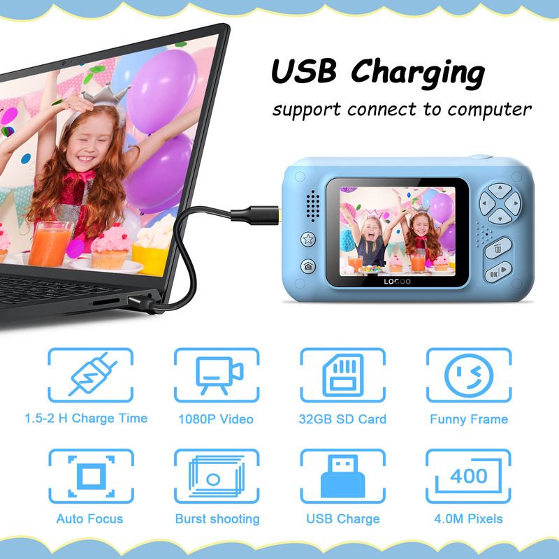 【Hohe Qualität】 4000W HD Großbildobjektiv Flip Selfie Neue Digitalkamera für Kinder_voghion.com