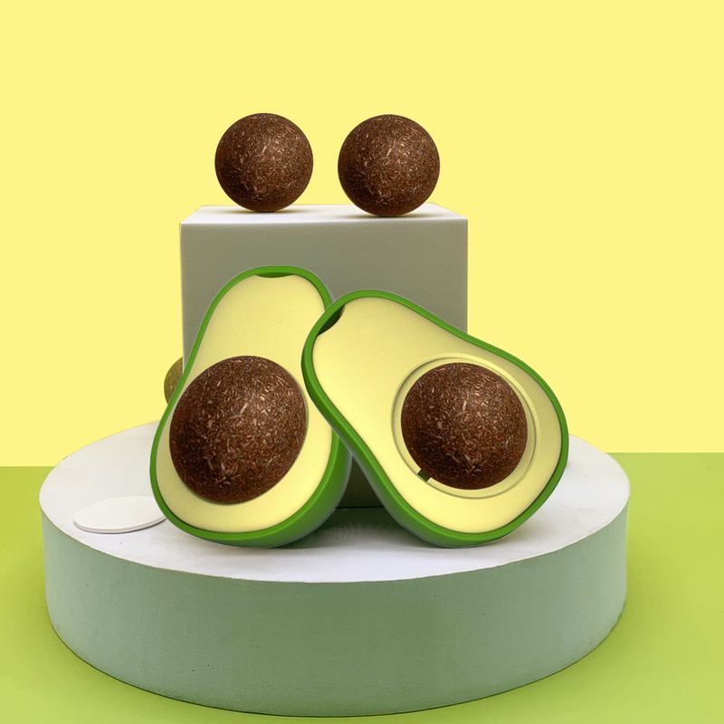 Guangying Katzenspielzeug, kreatives Zahnreinigungsspielzeug, rotierender Avocado-Katzenminze-Ball, Katzen-Kauspielzeug, Heimtierbedarf_voghion.com