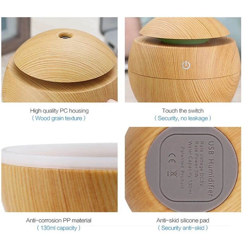 Umidificatore elettrico diffusore di aromi in legno umidificatore ad ultrasuoni olio essenziale aromaterapia nebbia fredda per camera da letto_voghion.com