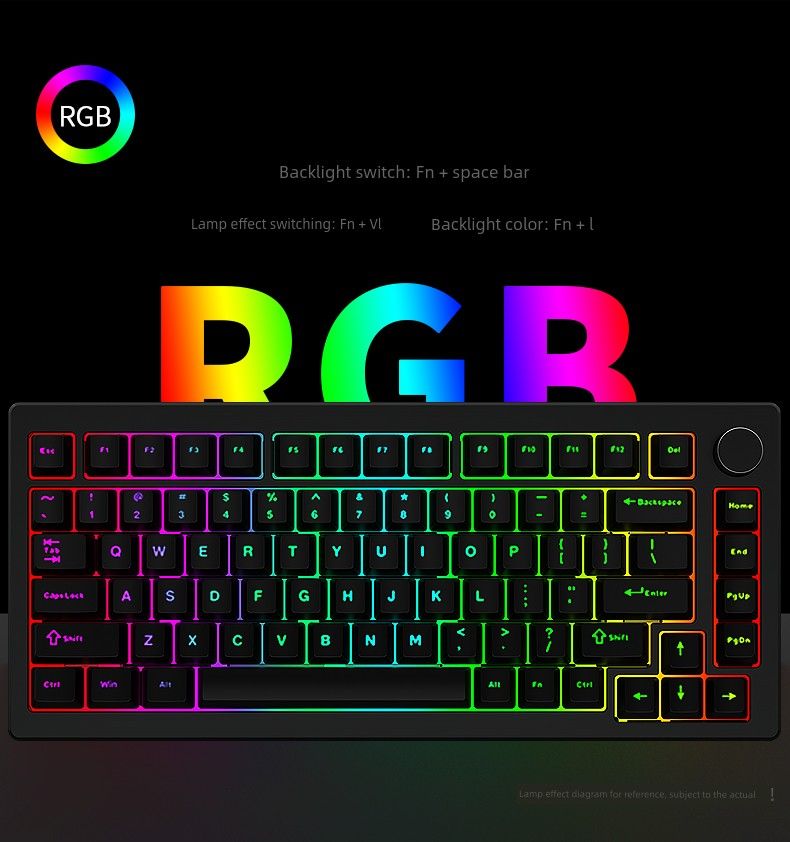 Kit de teclado numérico Heji Snake Al75v2 com junta de metal CNC de alumínio Tuo sem fio de três modelos RGB personalizado_voghion.com