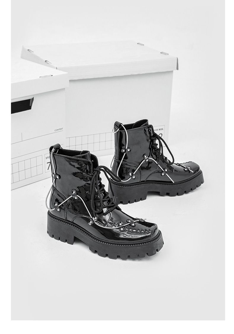 Men’s Shoes lace up niche design Martin boots thick soled platform cake British style cool single boots_voghion.com