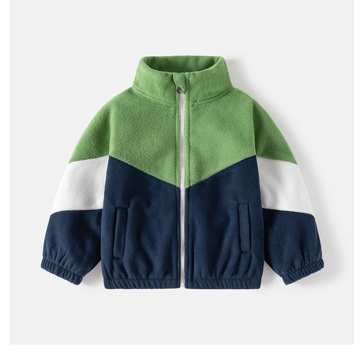 Užsienio prekybos vaikų drabužiai 2023 m. rudens nauji vaikiški poliariniai vilnos švarkai berniukams ir kūdikiams, derančios spalvos laisvalaikio viršutiniai drabužiai urmu_voghion.com