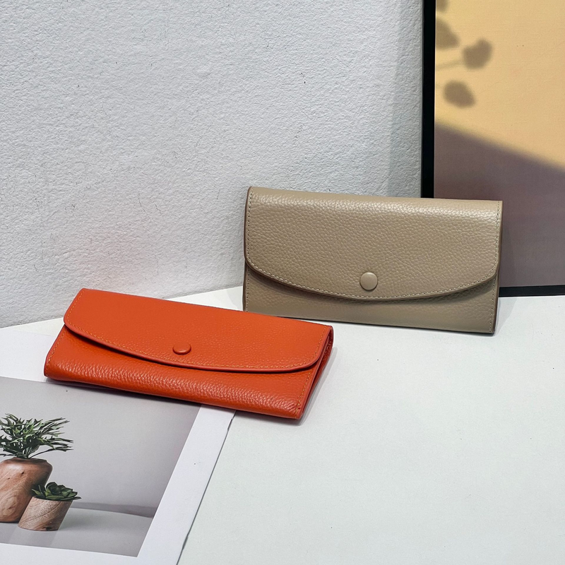 Echtes Vollrindleder Handgeldbörse, Reißverschlusstasche, langes Damenleder_voghion.com