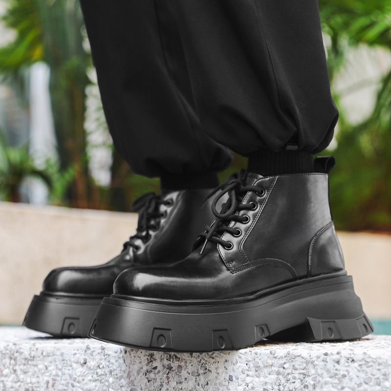 Martin Boots Erkek Kalın Tabanlı Yükseltici Retro Takım Botları Bağcıklı Erkek Botları_voghion.com