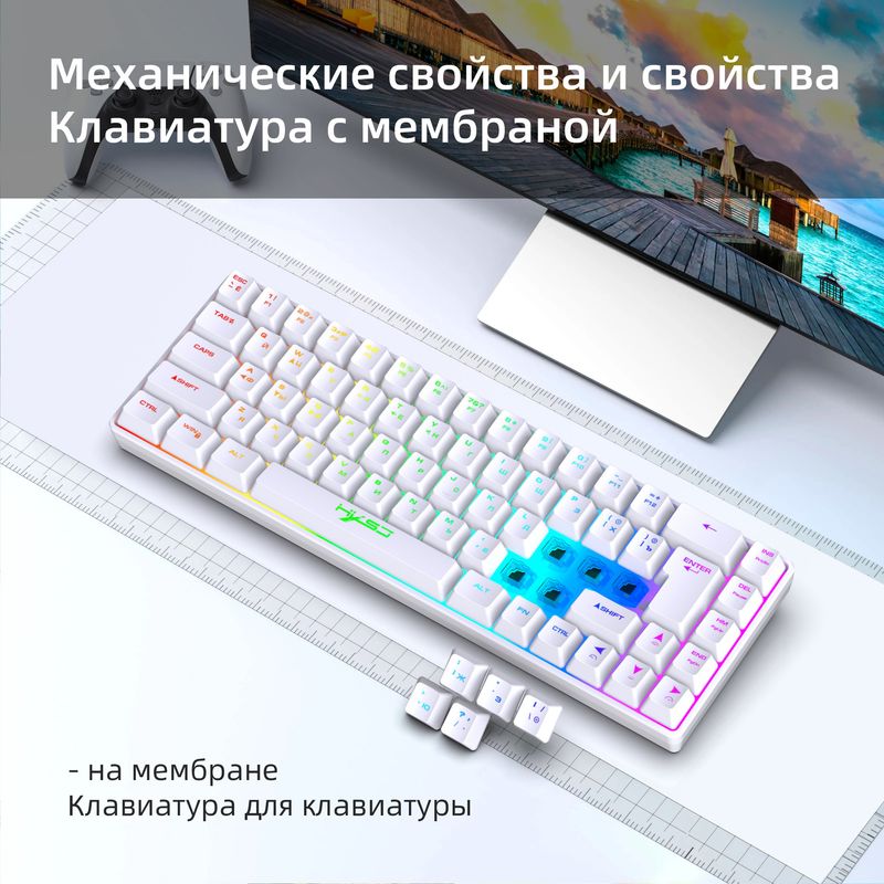 Russian 68 Keys Wired Thin Film Keyboard RGB Backlight Suitable For Gaming Office Ergonomic Design Cross Border Spot_voghion.com