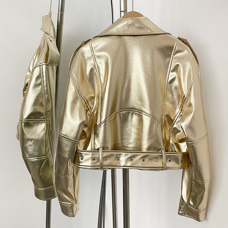 Trendige PU-Lederjacke für Damen, kurzer Mantel im Biker-Stil, modische, lockere Passform, lässige Oberbekleidung mit Reißverschluss in Schwarz, Aschgrau, Olivgrün, Himmelblau, Mandarine_voghion.com