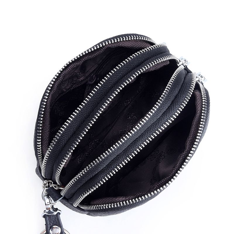 Borsa a tre strati in pelle di vacchetta con cerniera per donna, nuovo portamonete multiscomparto intrecciato a mano, mini pochette in vera pelle_voghion.com