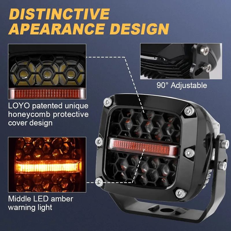 Luces LED de cubo de 60 W, luces de advertencia ámbar para camión, Jeep, ATV, UTV, motocicleta, luces de trabajo LED multifuncionales para conducción todoterreno, pares_voghion.com