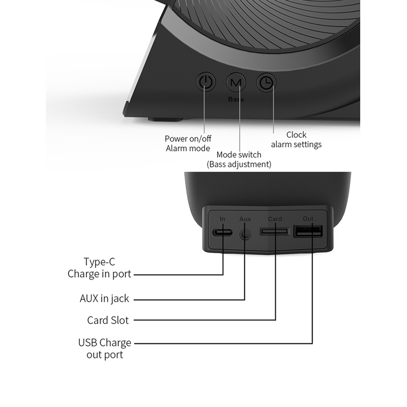 Wireless Charging Telefon Holder mat 5.0 Bluetooth Speaker Wecker Musek Player Digital Display Smart Phone Charger Stander_voghion.com