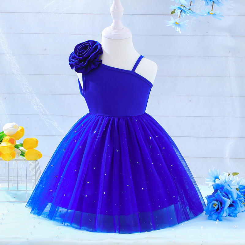 Mother&Kids Children's Dress Halter Strapless Star Mesh Gauze Dress Flower Child Princess Dress For Children_voghion.com