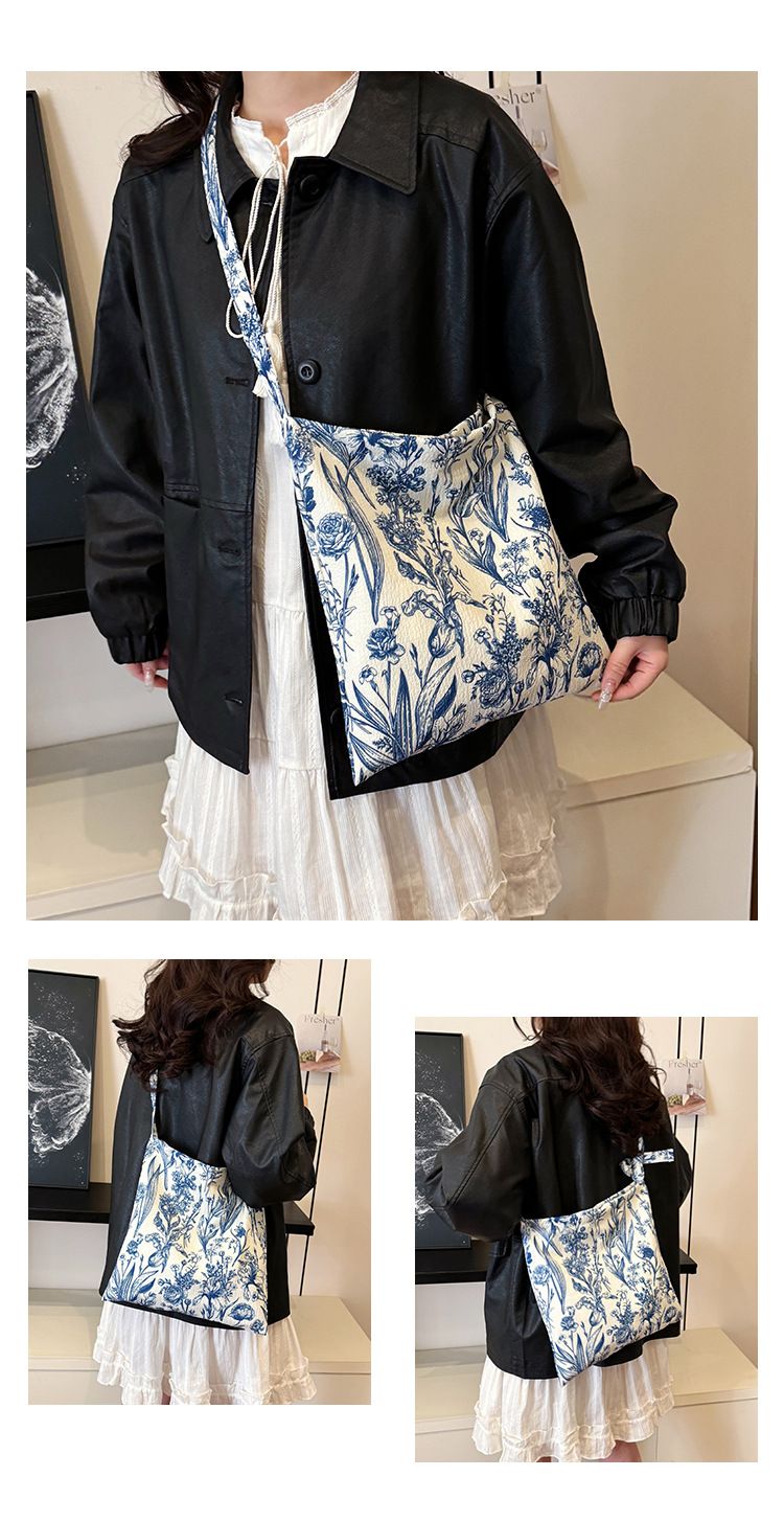 Damentaschen Freizeit Lazy Style Stickerei Zen Tragetasche Große Kapazität Leichte Pendler-Schulter-Umhängetasche Für Frauen_voghion.com