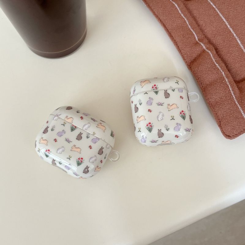 ins Wind Flower Rabbit Geeignet für AirPods Pro Kopfhörerabdeckung Drahtlose Bluetooth Apple Anti-Drop-Schutzabdeckung_voghion.com