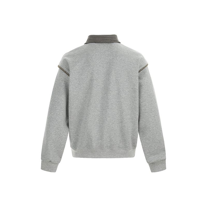 Polo patchwork pied-de-poule style Old Money, unisexe, col rabattu, coupe ajustée, tendance, automne 2025_voghion.com