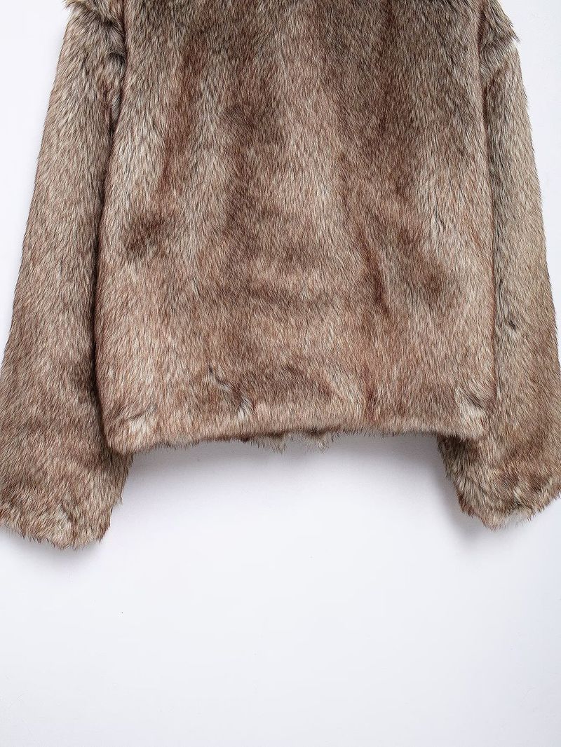 Damenbekleidung, modischer Old Money Style, Vintage-Stil, warmer Kunstpelz-Jackenmantel mit Kunstpelzjacke, Vintage-Stil, modische Oberbekleidung_voghion.com
