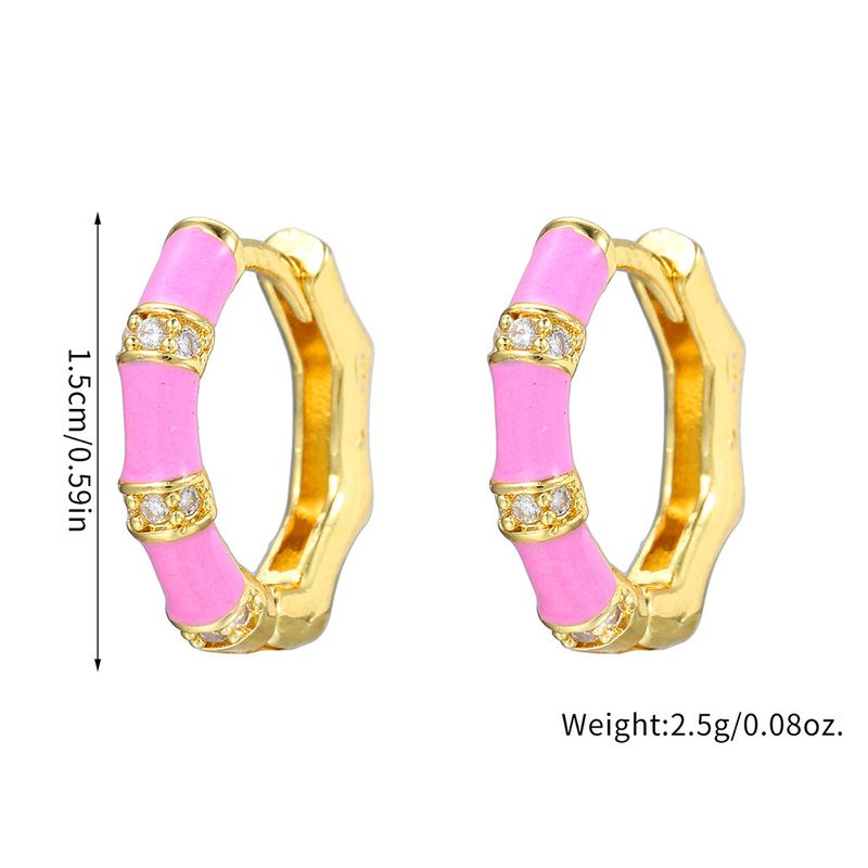 Orecchini unisex di alta qualità in smalto colorato placcato in oro vero, stile temperamento, moda, orecchini a fibbia con zirconi intarsiati in rame per donna_voghion.com