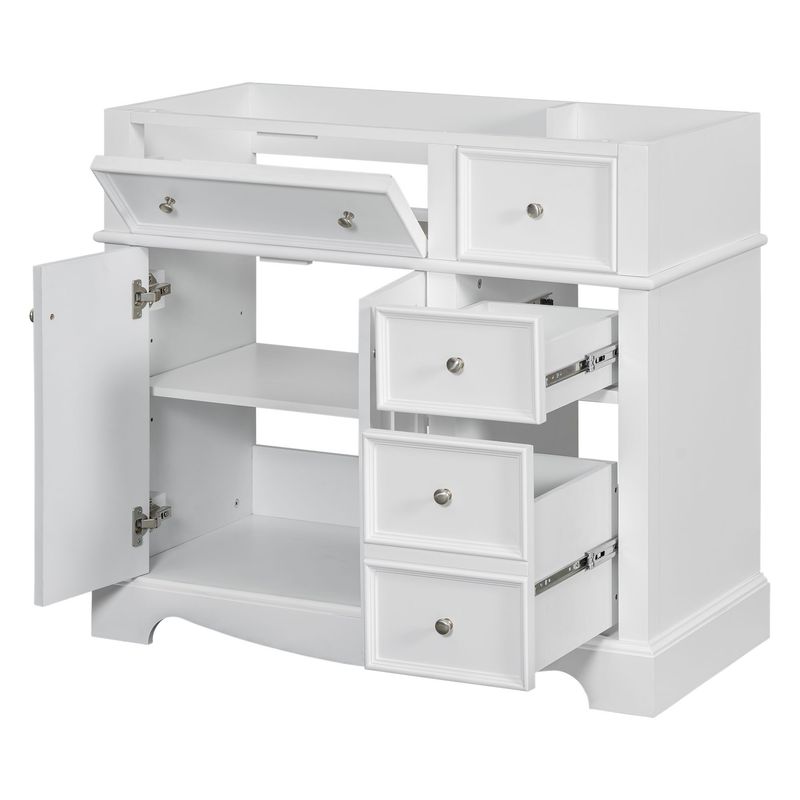 36'' Bathroom Vanity Without Basin Sink, Solid Wood Frame Bathroom Storage Cabinet, Freestanding Vanity With 3 Drawers& Adjustable Shelf (NOT INCLUDE BASIN SINK)_voghion.com