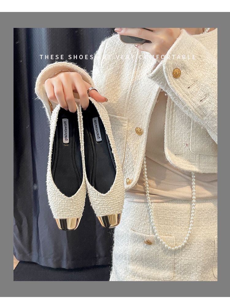French Pointed Single Shoes Women's Flat-soled One-pedal Shallow-mouth Small Fragrant Wind Soft-soled Ladyshoes_voghion.com