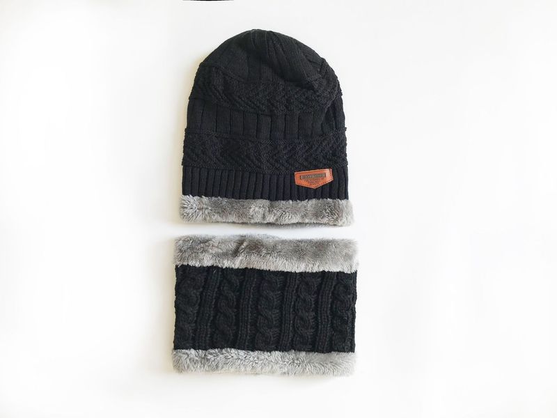 Cappello invernale da uomo alla moda per l'autunno e l'inverno, cappello lavorato a maglia da uomo, più cappello pullover e sciarpa in velluto di lana ispessita_voghion.com
