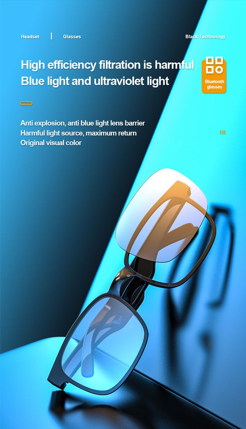 New Wireless Bluetooth Earphones Fashion Glasses Smart Headset Bone Conduction Earbuds Call Audio Music Headphones_voghion.com