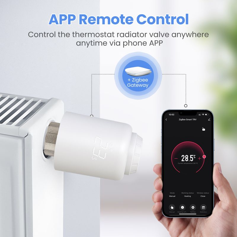 Tuya ZigBee Heizkierper Aktuator Thermostat Smart TRV Thermostat Vae Temperaturregler Ënnerstëtzung Alexa Google Home_voghion.com