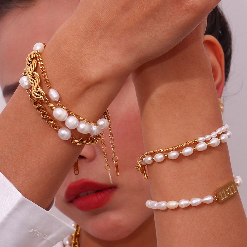 CELESTIALUMINA Set di accessori di perle semplici e popolari in acciaio al titanio, design di lusso, bracciale, collana da donna_voghion.com