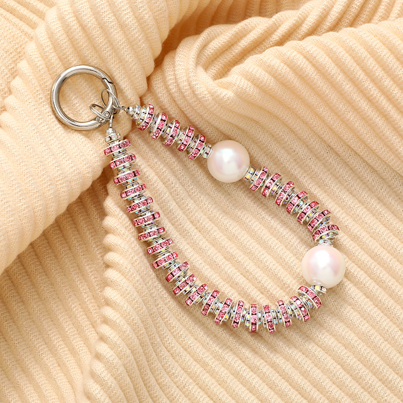 Catena per cellulare in stile leggero e lussuoso con diamanti incrostati, custodia per cellulare, ciondolo, cordino per cellulare in argilla con anello di perforazione, corda anti-smarrimento per cellulare_voghion.com
