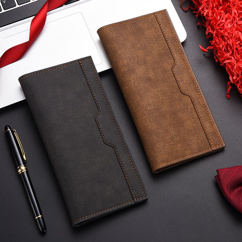 New with multiple card slots, long wallet, simple and fashionable suit bag, large capacity, ultra-thin men's wallet_voghion.com