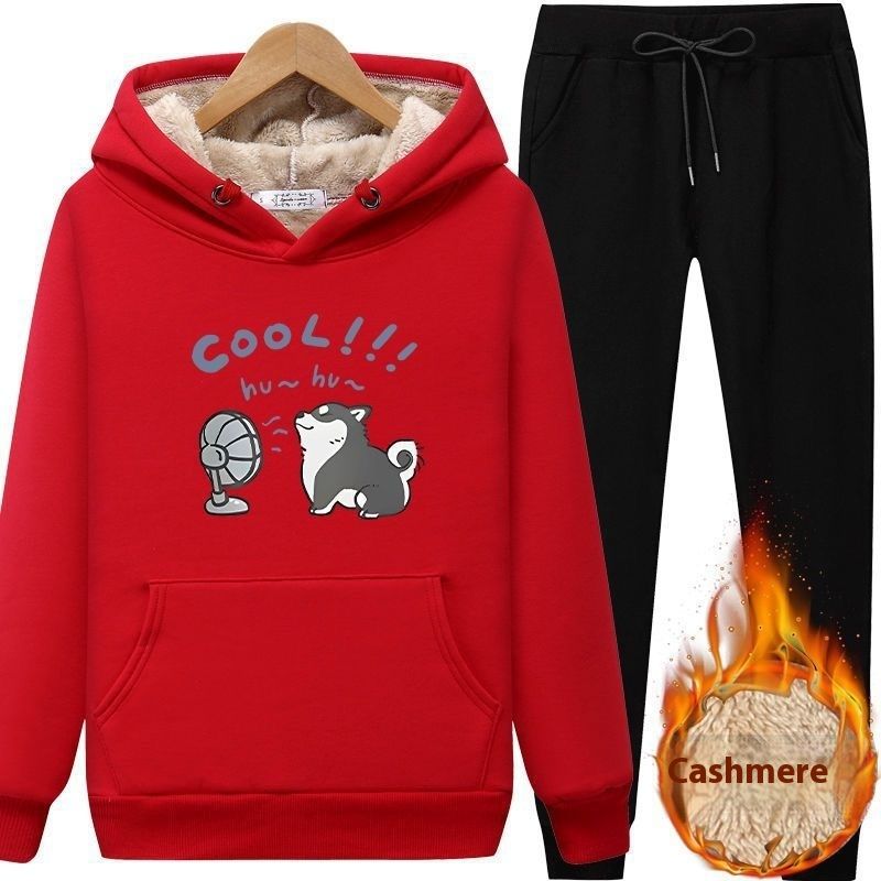 Lamb Fleece with Winter Plush Thickened Hoodie for Men's Trendy Korean Version Loose Set Warm Coat 12_voghion.com