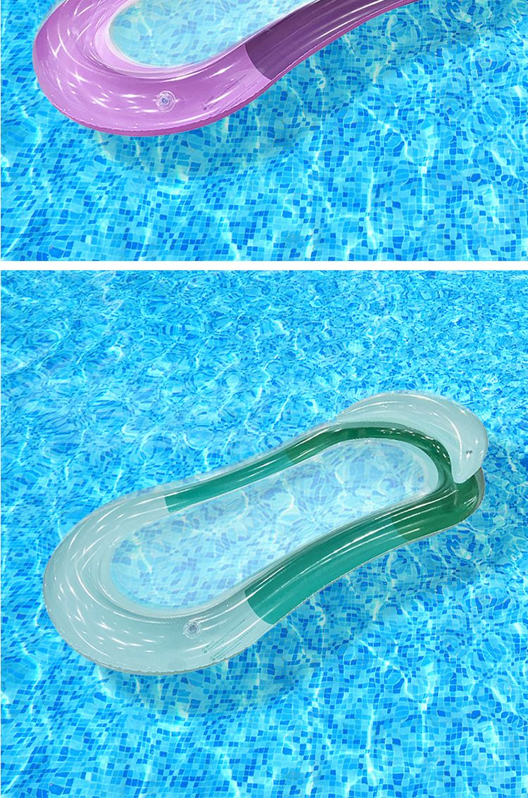 Gradient Transparent Mesh Floating Bed With Foldable Backrest - Inflatable Lounge Chair For Pool & Lake (Quick-Dry Heavy-Duty PVC Portable Design)_voghion.com