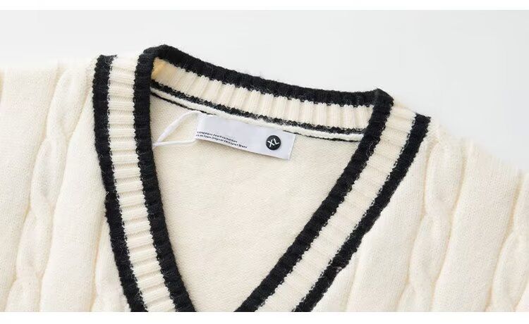 Herrenbekleidung College-Stil Hals Strickweste Herren Herbst und Winter Amerikanische Retro Lose Ärmellose Pullover Weste Pullover Weste Jacke_voghion.com