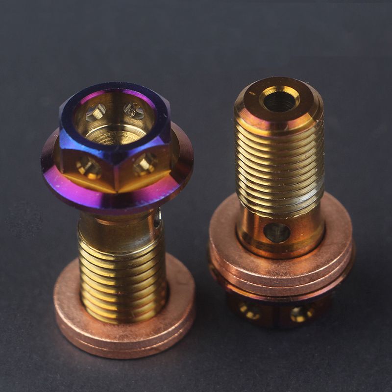 Motorcycle Ti Titanium Banjo Bolt Oil Drain / Hollow Screw M10*1.25mm/1.0mm For Brake Hose Master Cyder Caliper_voghion.com