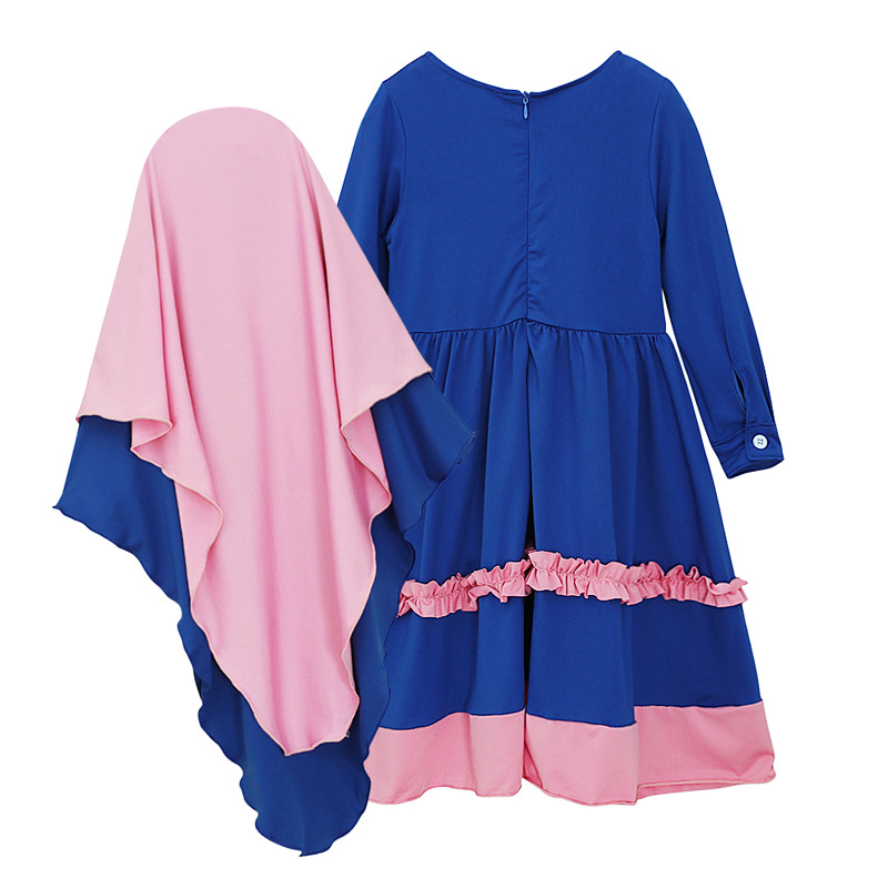 Babykleidung Kinder langärmeliges langes Kleid + Kopftuch zweiteilige Kinderkleidung ins_voghion.com