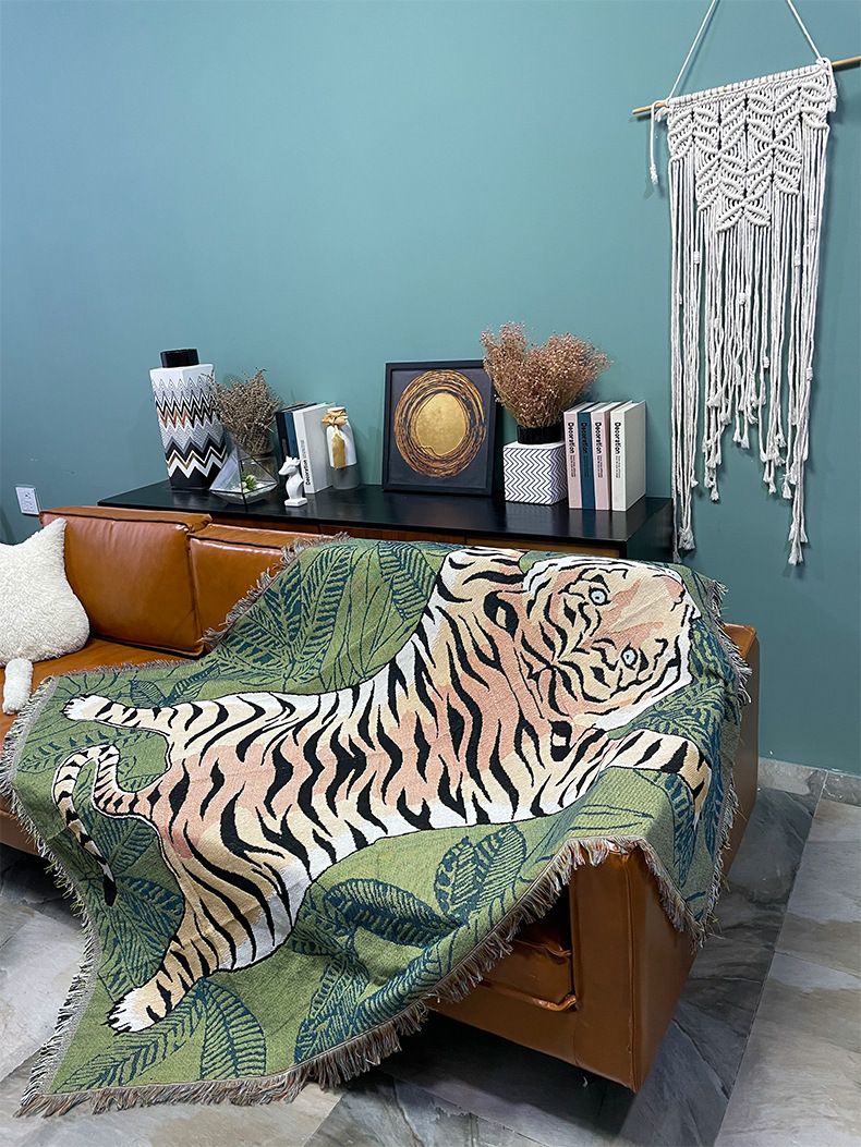 Sofa air condiing cover nap office, simple modern knitted thread blanket, sofa towel, model room, living room_voghion.com