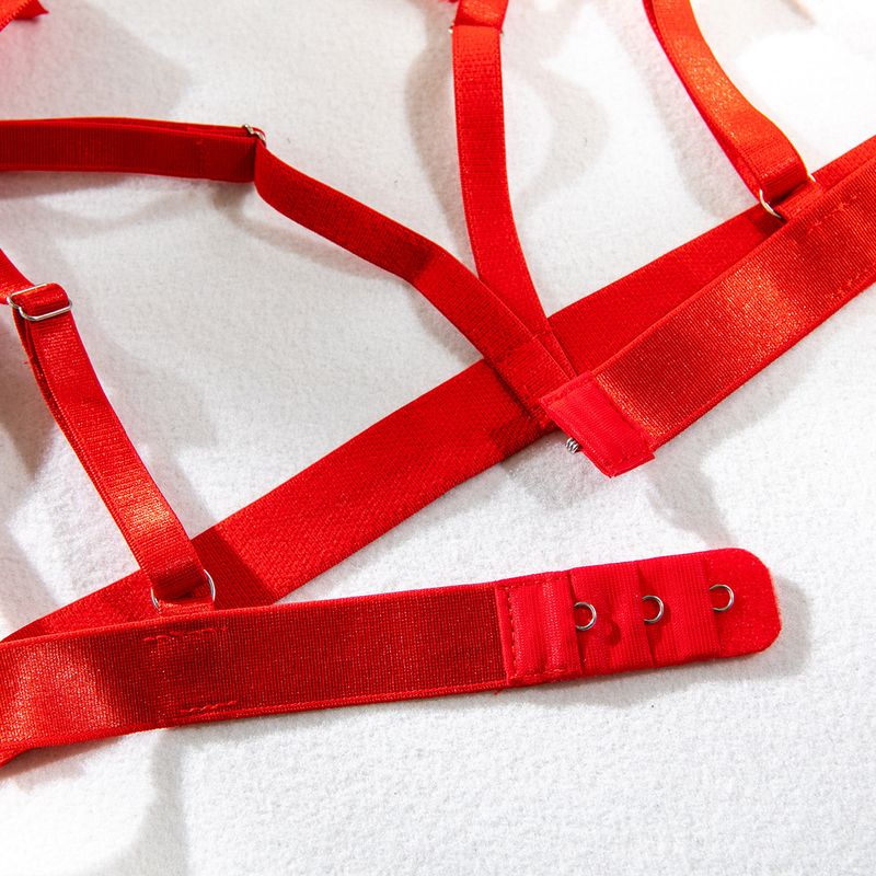 Set di due pezzi di biancheria intima sexy con fiocco in tinta unita, aperto sul cavallo e sul seno, nuovo ed europeo, con seno scoperto_voghion.com