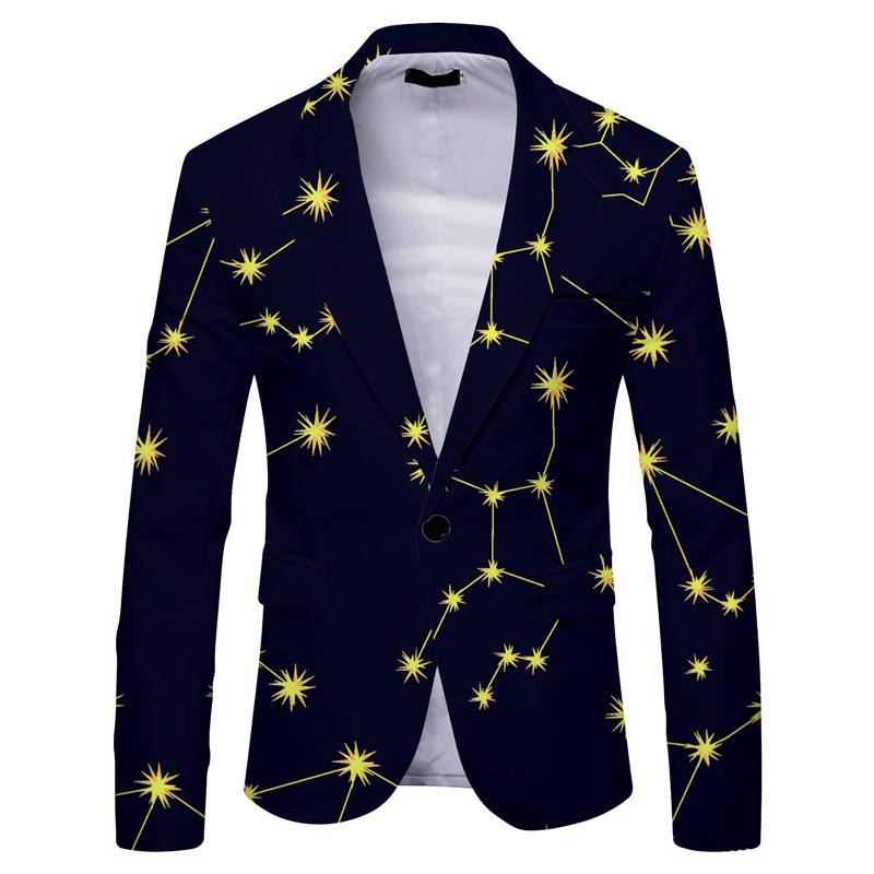 Nuova giacca casual stampata a righe a quadretti da uomo del 2023, abito slim fit alla moda britannica_voghion.com