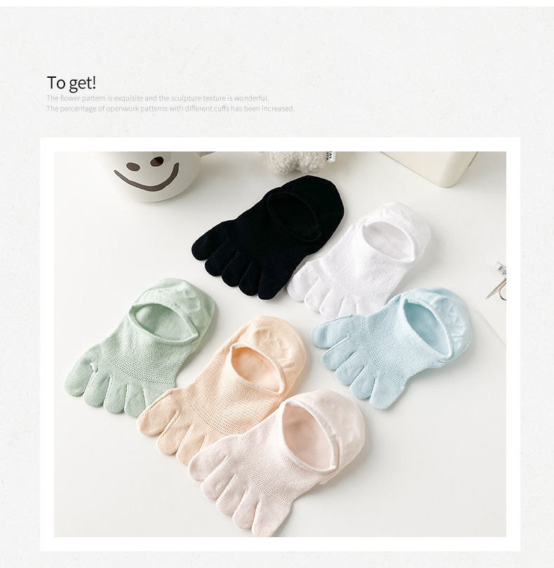 Women's Boat Thin Cotton Five Finger Instagram Moisture Breathable And Sweat-absorbing Shallow Mouth Invisible Split Toe_voghion.com