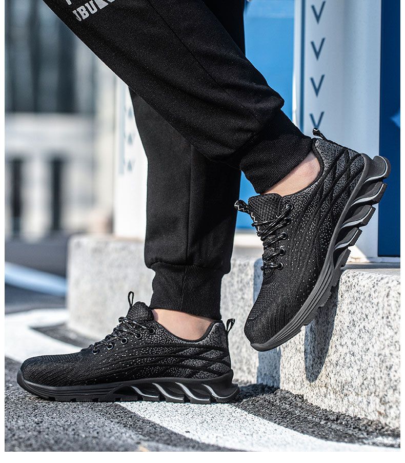 Men’s Shoes Summer Labor Protection Shoes For Men Flying Mesh Surface Breathable Steel Baotou Anti-smashing And Anti-stabbing Protective Shoes_voghion.com