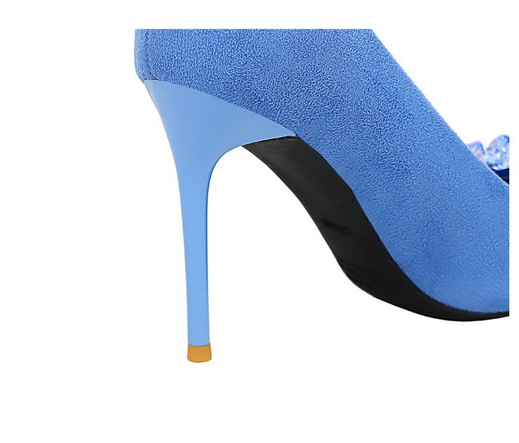 Banquet High Heels Women's with Thin Heels, Suede, Shallow Mouth, Pointed Water Diamond Bow Single Shoes_voghion.com